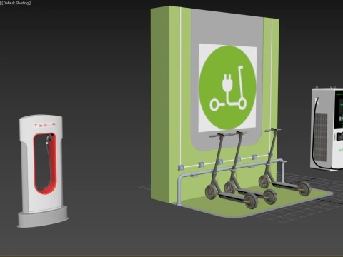 EV Car Charging Station Collection 3D Model