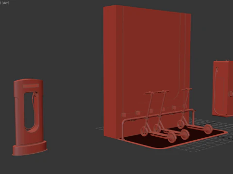 EV Car Charging Station Collection 3D Model