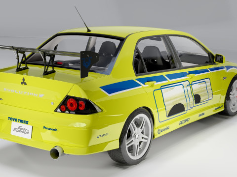 Mitsubishi Lancer Evolution VII Fast Furious 3D मॉडल