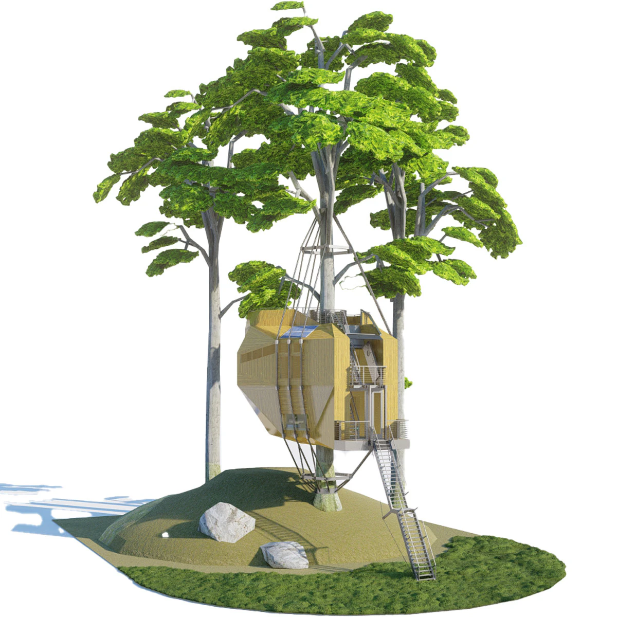Tree House 3D Model .c4d .max .obj .3ds .fbx .stl .blend