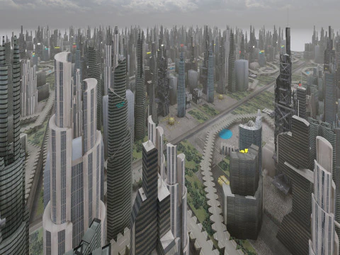 Sci-fi Future City 3D Model