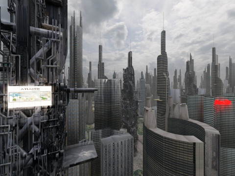 Sci-fi Future City Modèle 3D
