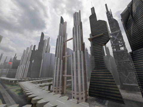 Sci-fi Future City 3D Model