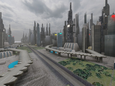 Sci-fi Future City Modèle 3D