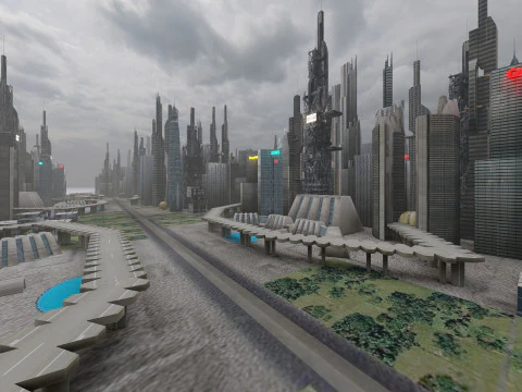 Sci-fi Future City 3D Model