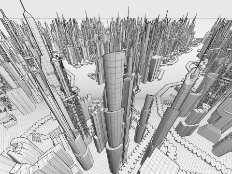 Sci-fi Future City 3D Model