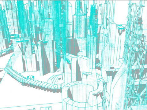 Sci-fi Future City 3D Model