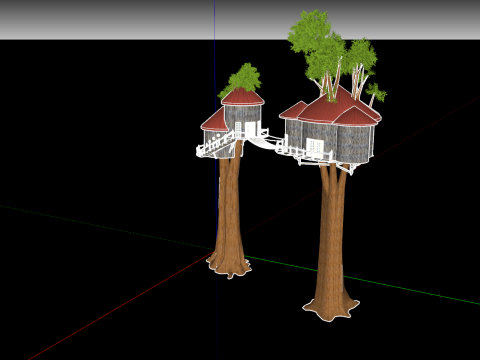 Treehouse With Bridge 3D Model