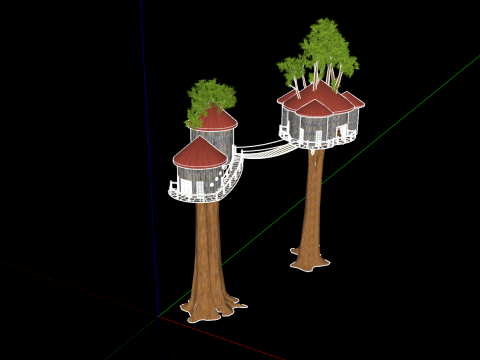 Treehouse With Bridge 3D Model
