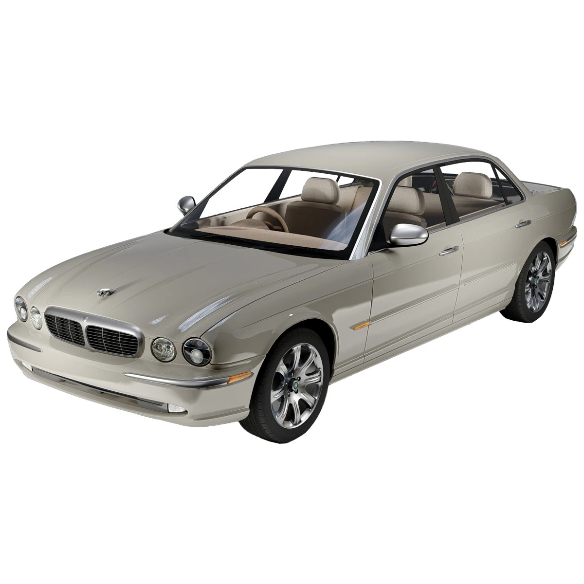 Jaguar XJ8 Vanden Plas LWB 2004 3D Model .c4d .max .obj .3ds .fbx .stl .blend