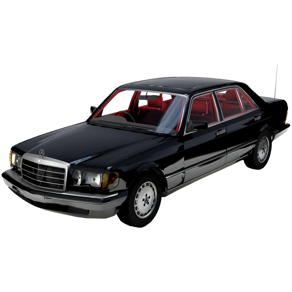 Mercedes-Benz 560 SEL 1987 3D Model .c4d .max .obj .3ds .fbx .stl .blend 