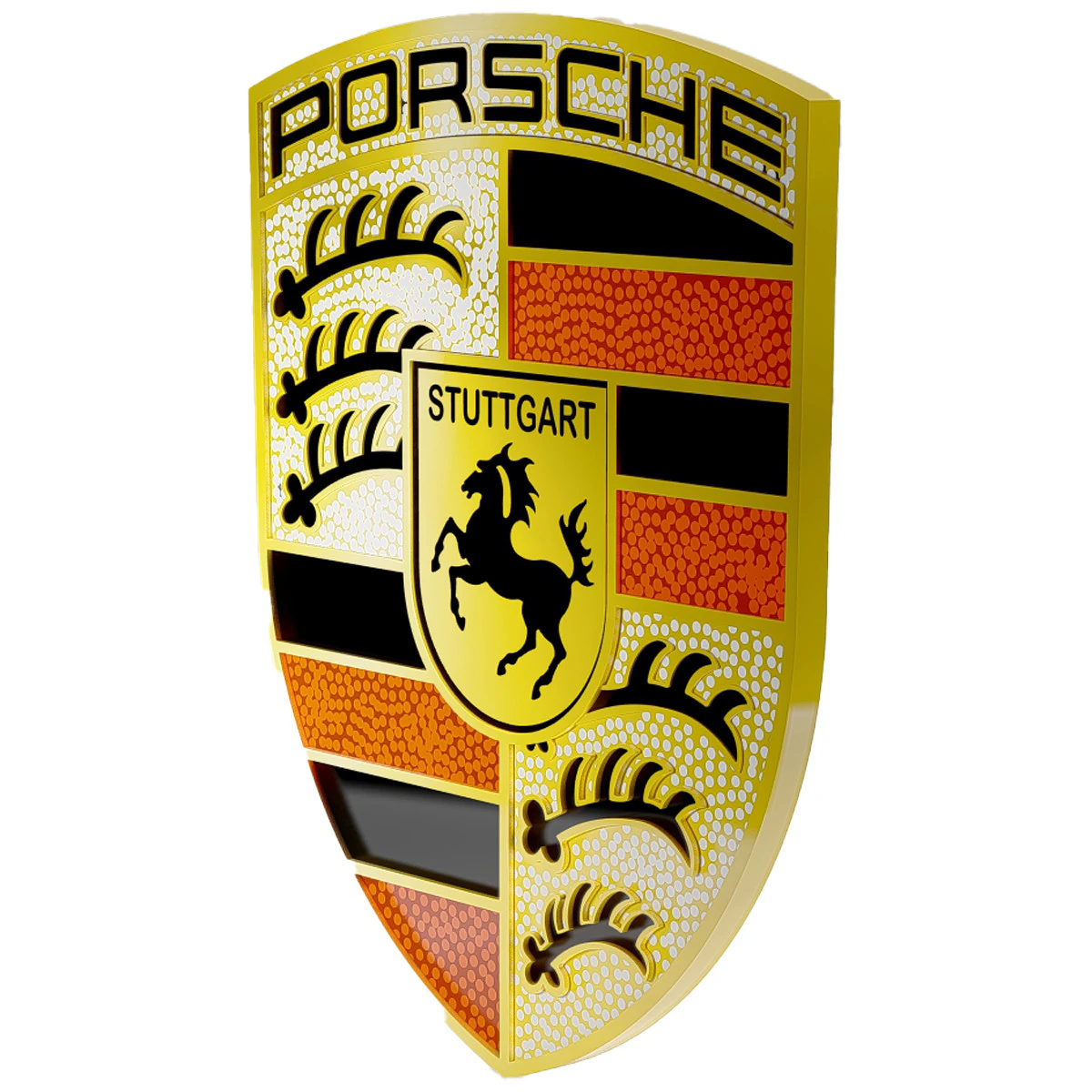 Detailed Porsche Logo 3D Model .c4d .max .obj .3ds .fbx .stl .blend