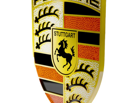 Logotipo detalhado da Porsche Modelo 3D