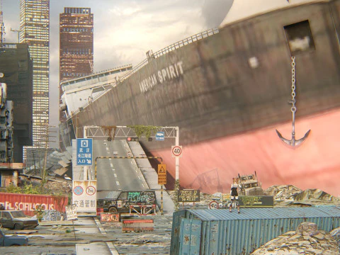 Concrete Jungle Shipwreck 3D Model