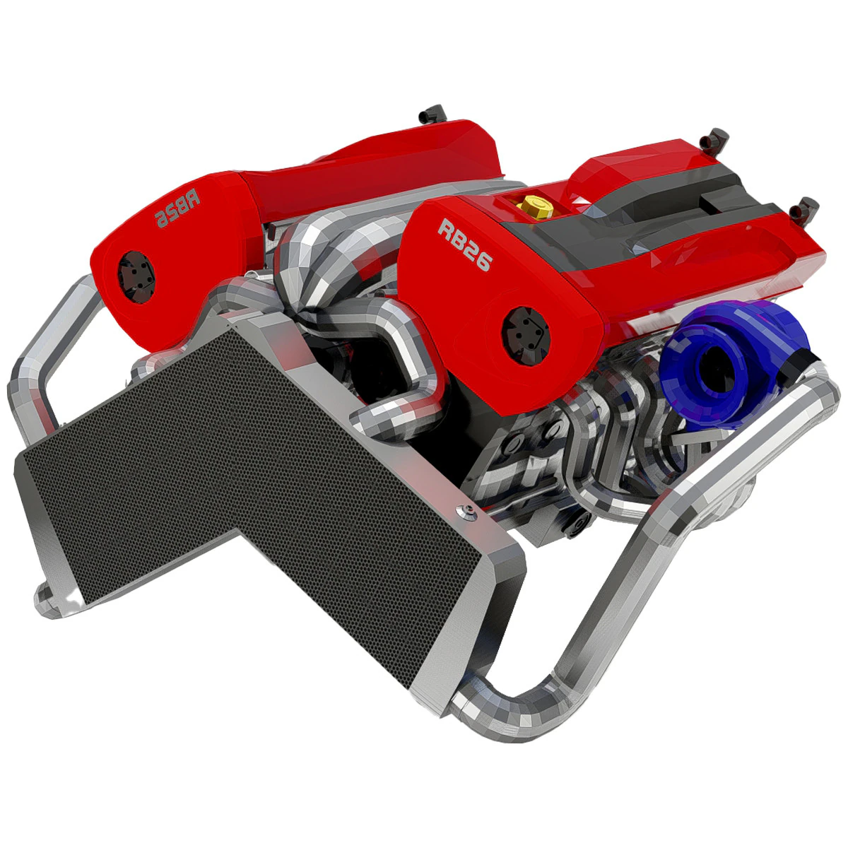 High-Performance Automobile Engine 3D Model .c4d .max .obj .3ds .fbx .stl .blend 