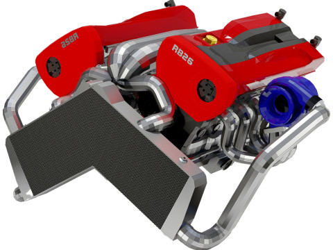 High-Performance Automobile Engine 3Dモデル
