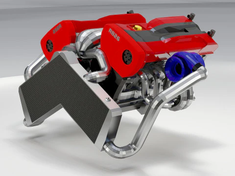 High-Performance Automobile Engine 3D Model