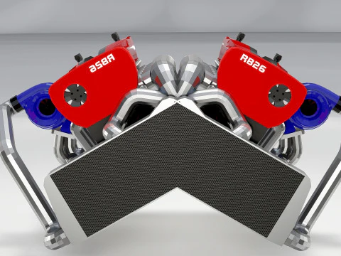 High-Performance Automobile Engine 3D Model
