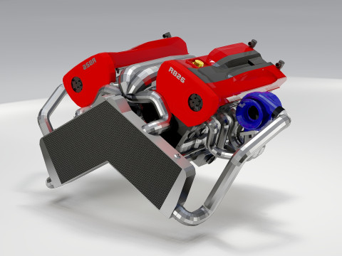 High-Performance Automobile Engine Model 3D