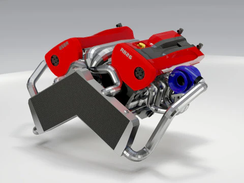 High-Performance Automobile Engine 3D Model