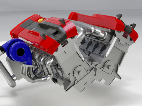 High-Performance Automobile Engine 3D Model