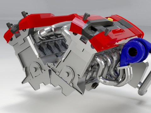 High-Performance Automobile Engine Model 3D