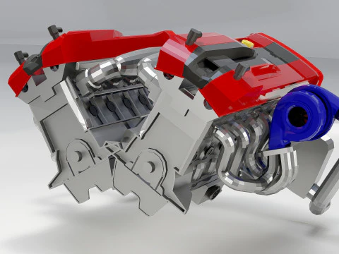 High-Performance Automobile Engine 3D Model
