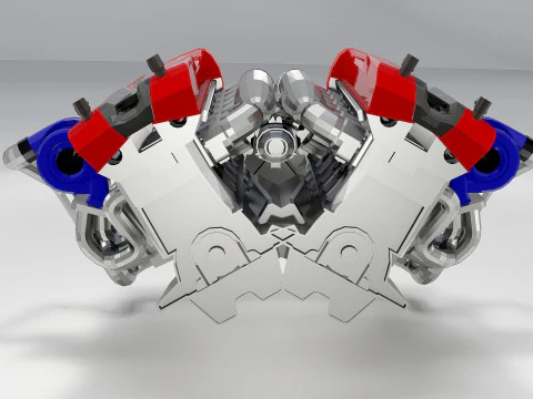 High-Performance Automobile Engine 3D Model