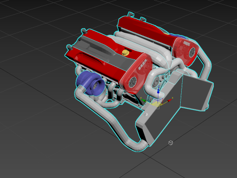 High-Performance Automobile Engine Model 3D