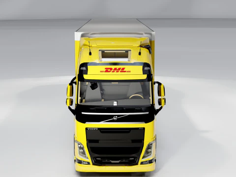 Volvo FH DHL Delivery Truck Logistics Semi Trailer 3D Model