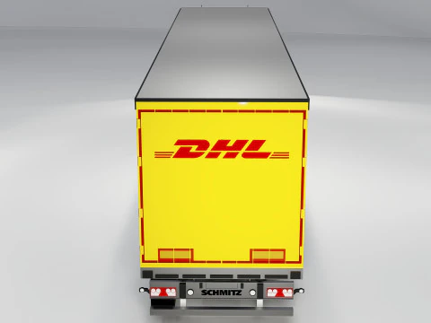 Volvo FH DHL Delivery Truck Logistics Semi Trailer 3D Model