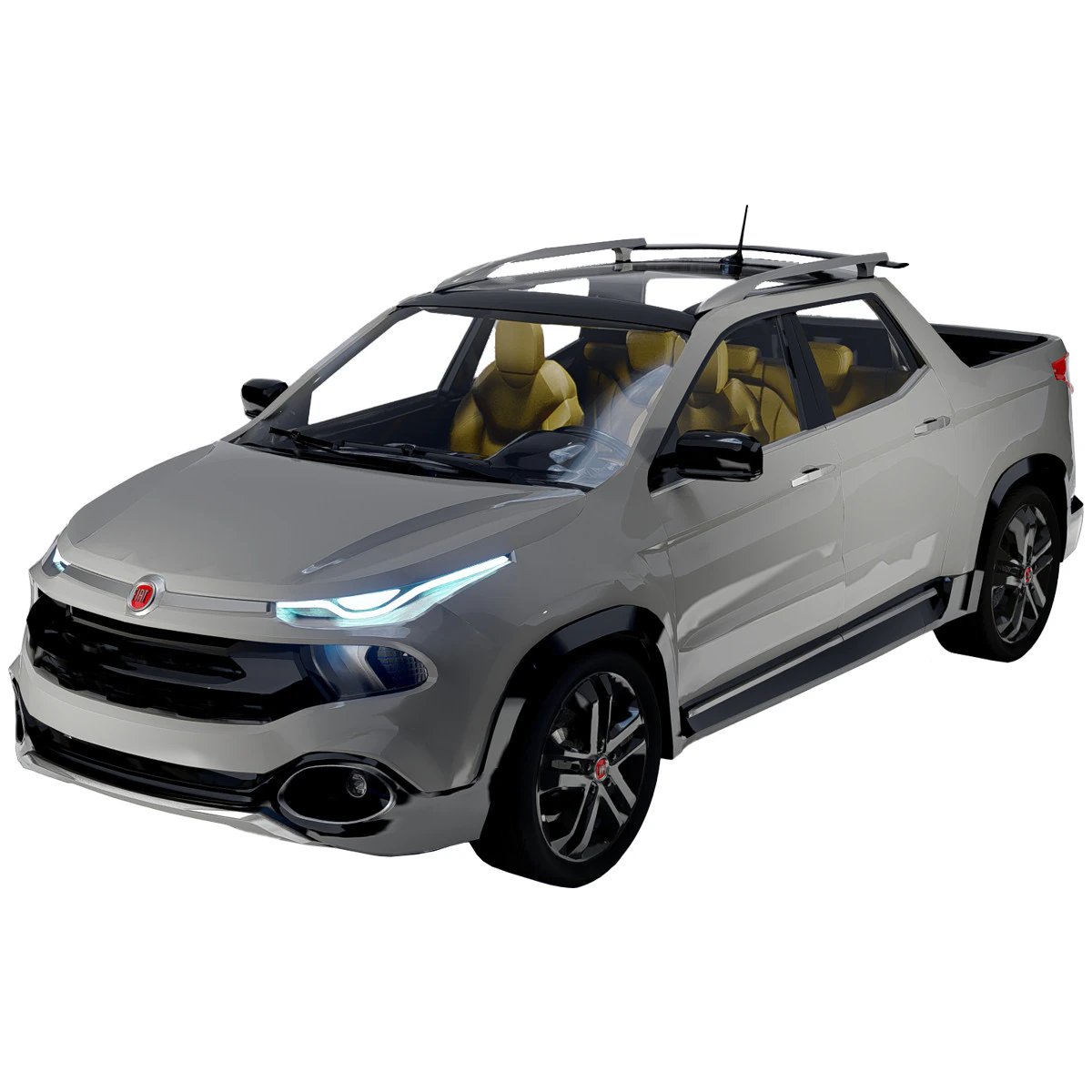 Fiat Toro Compact Pickup Truck 3D Model .c4d .max .obj .3ds .fbx .stl .blend 