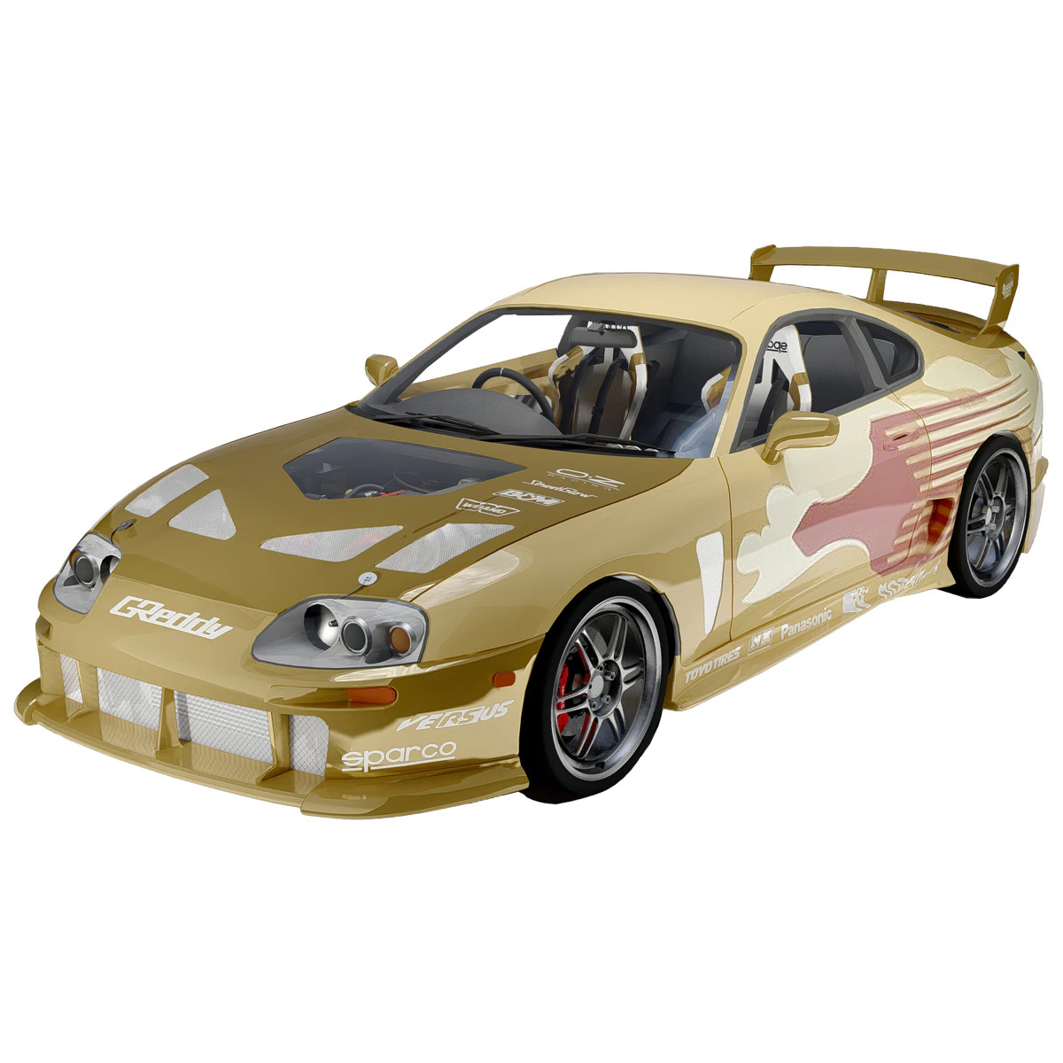 Toyota Supra Turbo Mk IV 1993 2 Fast 2 Furious Livery 3D Model .c4d .max .obj .3ds .fbx .stl .blend 