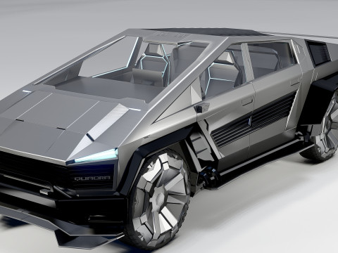 Quadra Cybertruck Concept Futuristic Pickup Modèle 3D