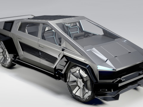 Quadra Cybertruck Concept Futuristic Pickup Modèle 3D