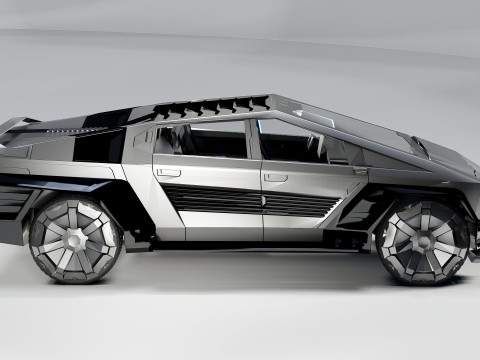 Quadra Cybertruck Concept Futuristic Pickup Modèle 3D