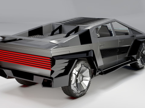 Quadra Cybertruck Concept Futuristic Pickup Modèle 3D