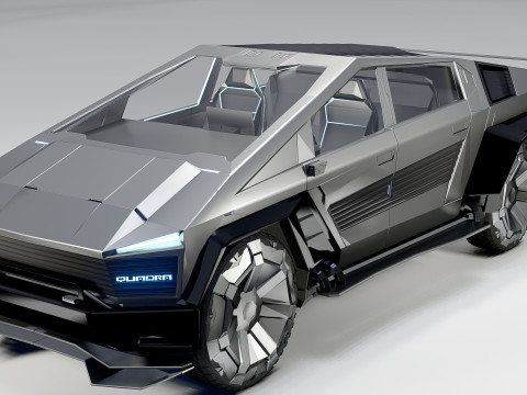 Quadra Cybertruck Concept Futuristic Pickup Modèle 3D