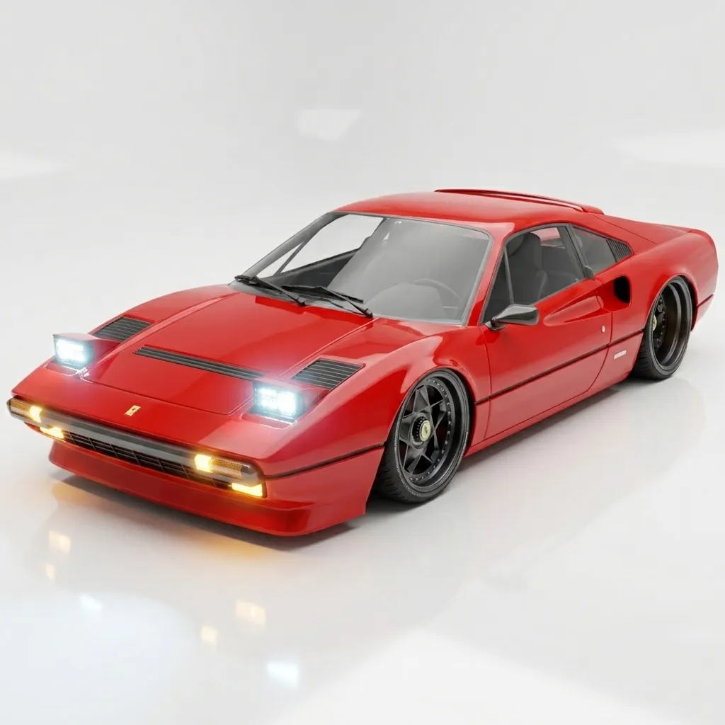 Ferrari 308 GTB-GTS Classic Italian Sports Car 3D Model .c4d .max .obj .3ds .fbx .stl .blend 