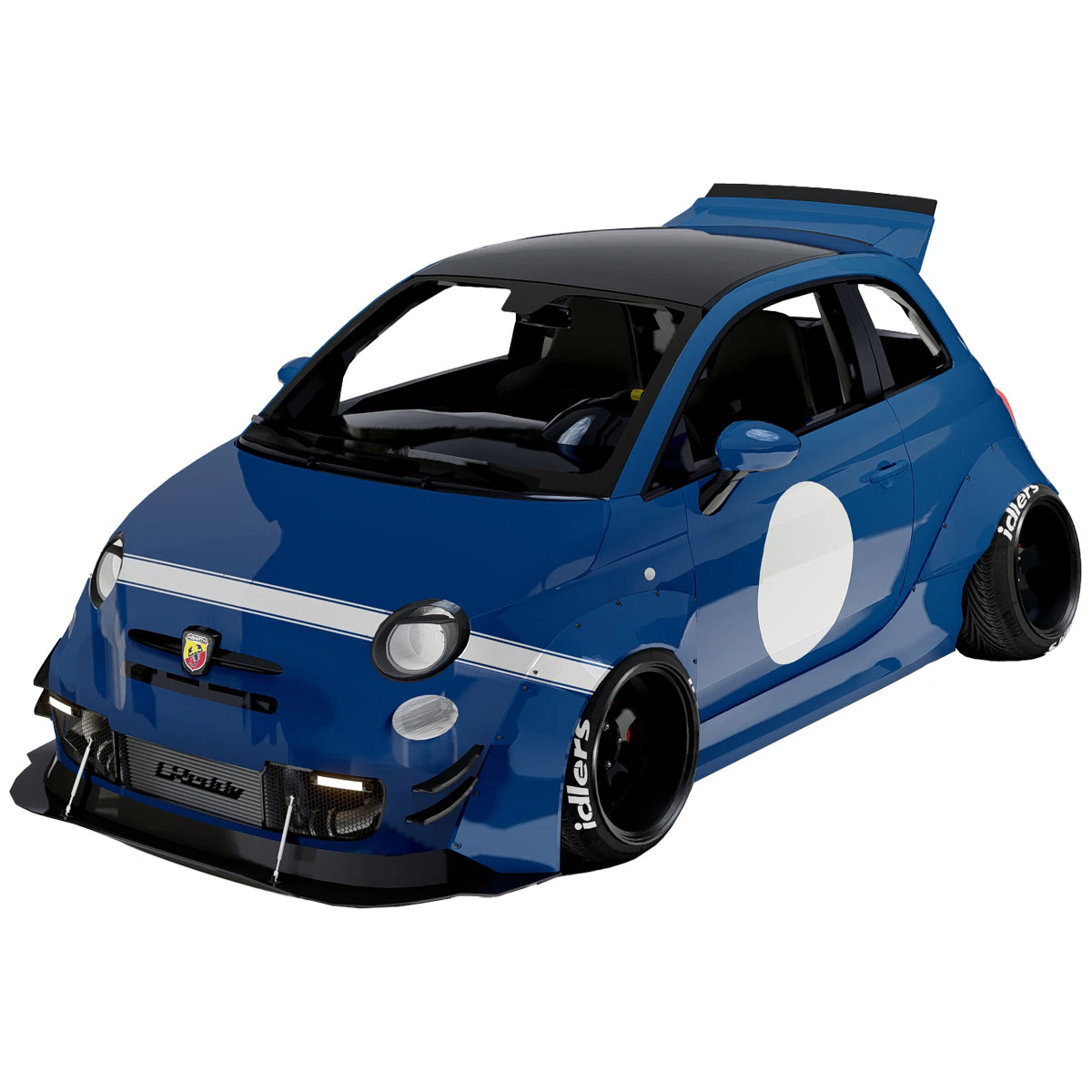 Fiat 500 Abarth Wide Body Kit Custom Sport Hatchback 3D Model .c4d .max .obj .3ds .fbx .stl .blend