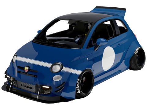 Fiat 500 Abarth Wide Body Kit Custom Sport Hatchback Modelo 3D