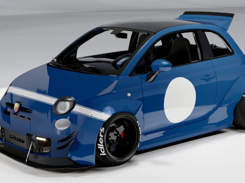 Fiat 500 Abarth Wide Body Kit Custom Sport Hatchback 3D Model