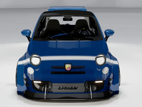 Fiat 500 Abarth Wide Body Kit Custom Sport Hatchback 3D Model