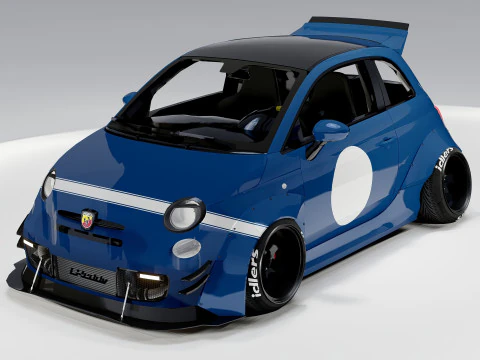 Fiat 500 Abarth Wide Body Kit Custom Sport Hatchback 3D Model