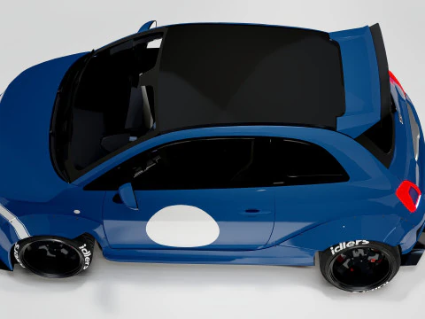 Fiat 500 Abarth Wide Body Kit Custom Sport Hatchback 3D Model