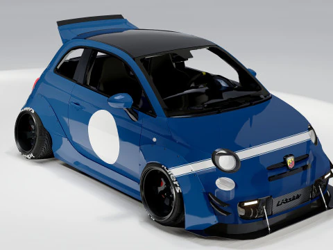 Fiat 500 Abarth Wide Body Kit Custom Sport Hatchback 3D Model
