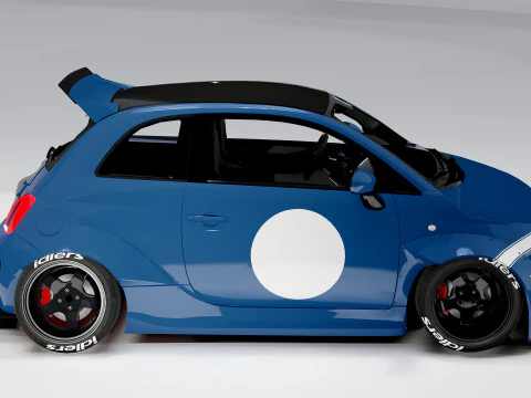 Fiat 500 Abarth Wide Body Kit Custom Sport Hatchback 3D Model