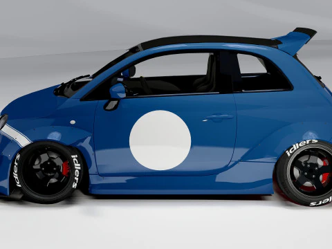 Fiat 500 Abarth Wide Body Kit Custom Sport Hatchback 3D Model