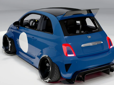 Fiat 500 Abarth Wide Body Kit Custom Sport Hatchback 3D Model