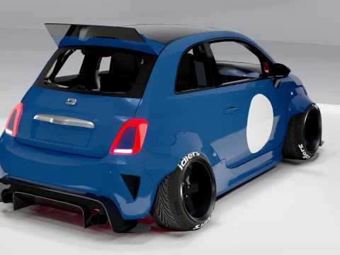 Fiat 500 Abarth Wide Body Kit Custom Sport Hatchback 3D Model